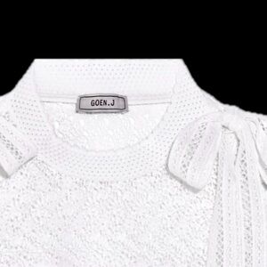 GOEN.J | L | Cotton Gauze Crochet Bow Tie Shoulders Side Zip Doily Tank